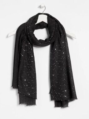 new CHICO'S METALLIC embellished oblong scarf wrap